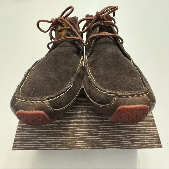Cole Haan Chukka Moccasin Driver Sole Boots Brown Suede 13 Lace Up Shoes New! Cole Haan Hawthorne Leather Chukka Boot 13 M British  main image 2